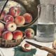 Authentic still life with peaches signed Gaston Hamanovick 1920