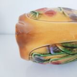 Pichet orangé fleurs en relief