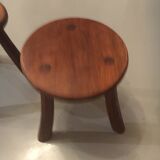 Set of 2 solid wood tripod stools