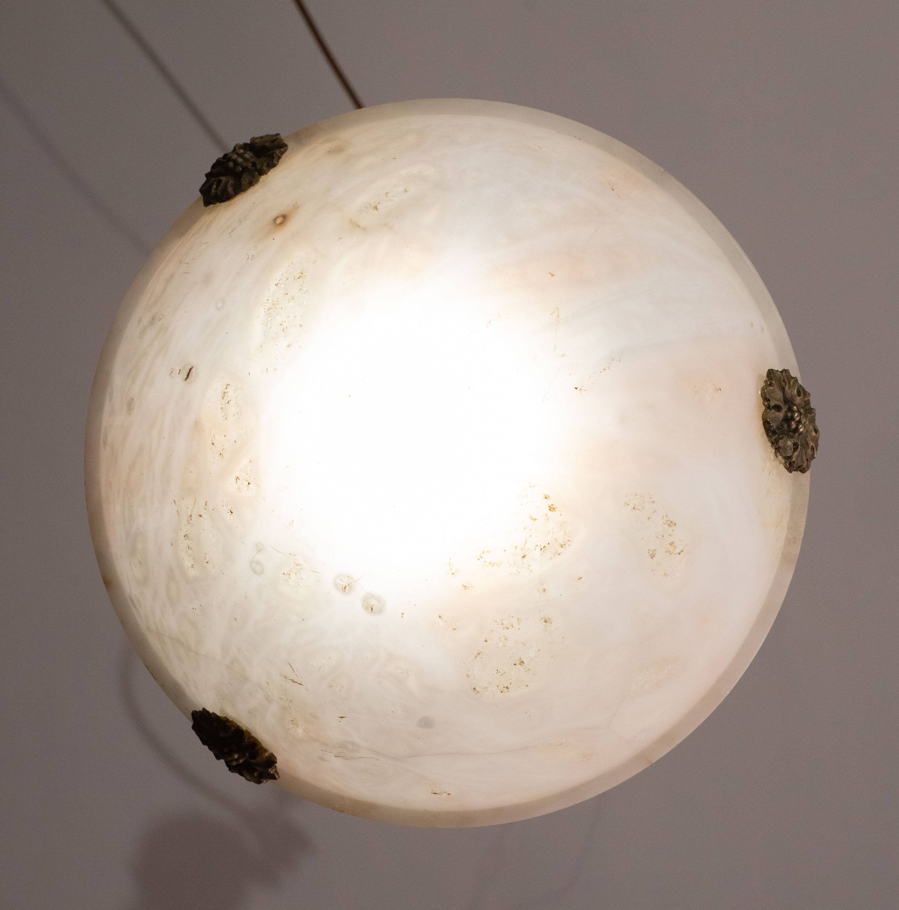 Liberty white alabaster chandelier, 1940s