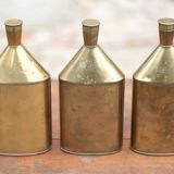 Lot de 3 bouteilles laiton vintage, gourde laiton, récipient laiton