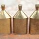 Lot de 3 bouteilles laiton vintage, gourde laiton, récipient laiton