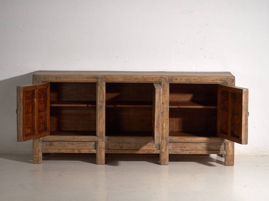 Antique three-door pine wood sideboard – China, circa 1900