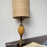 Lampe de table ananas céramique et laiton 1950