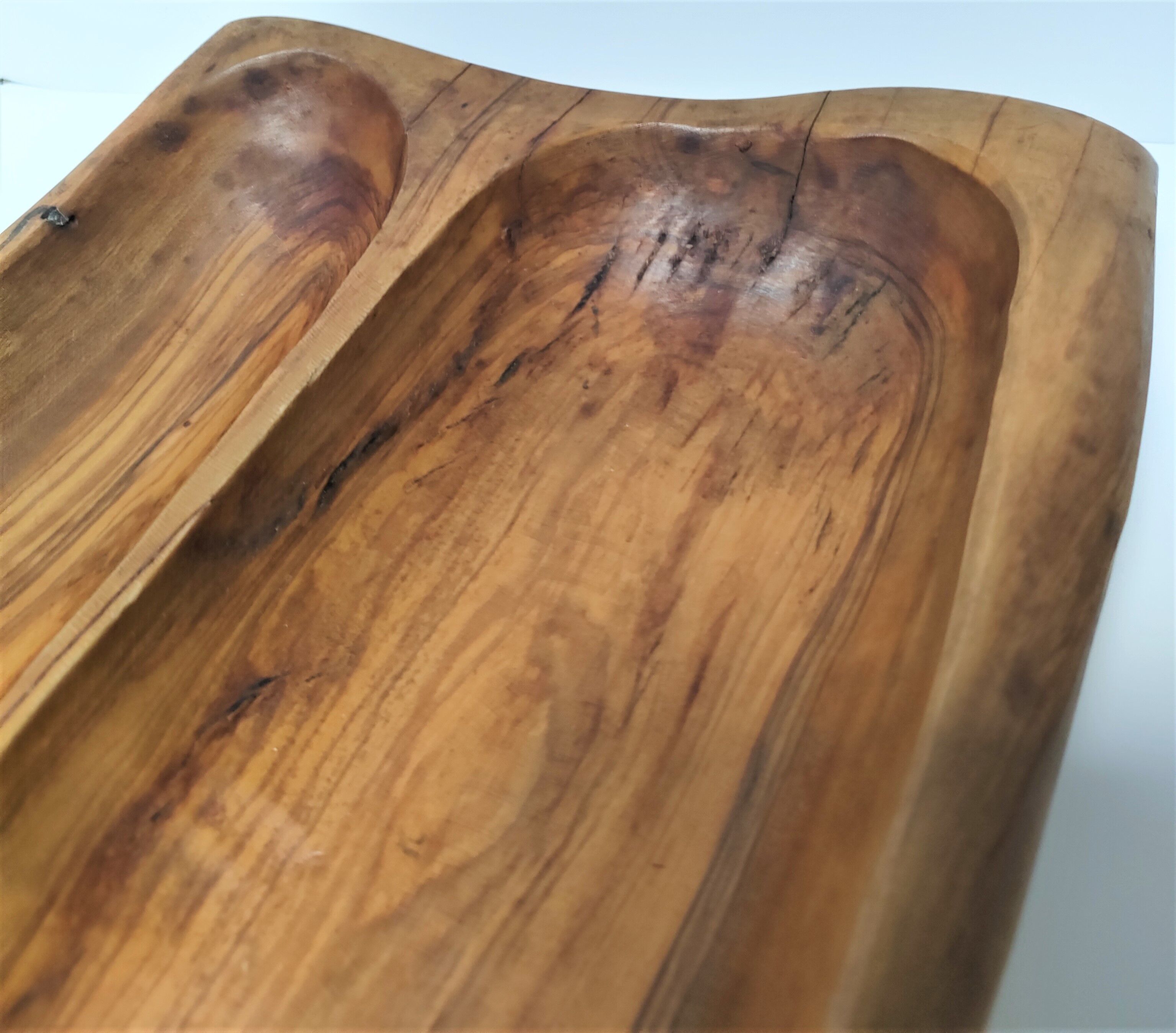 Sculptural cut solid walnut vintage monoxyl