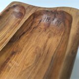 Sculptural cut solid walnut vintage monoxyl