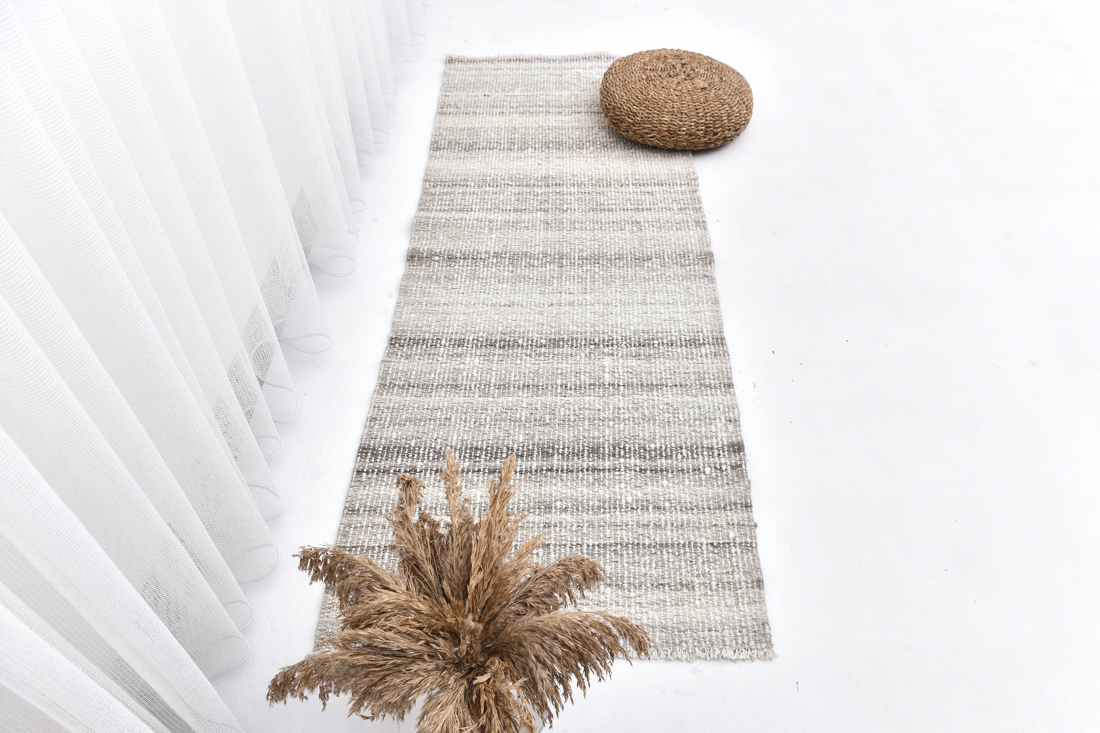 Cream brown wool runner rug, wool corridor rug for house , soft wool rug