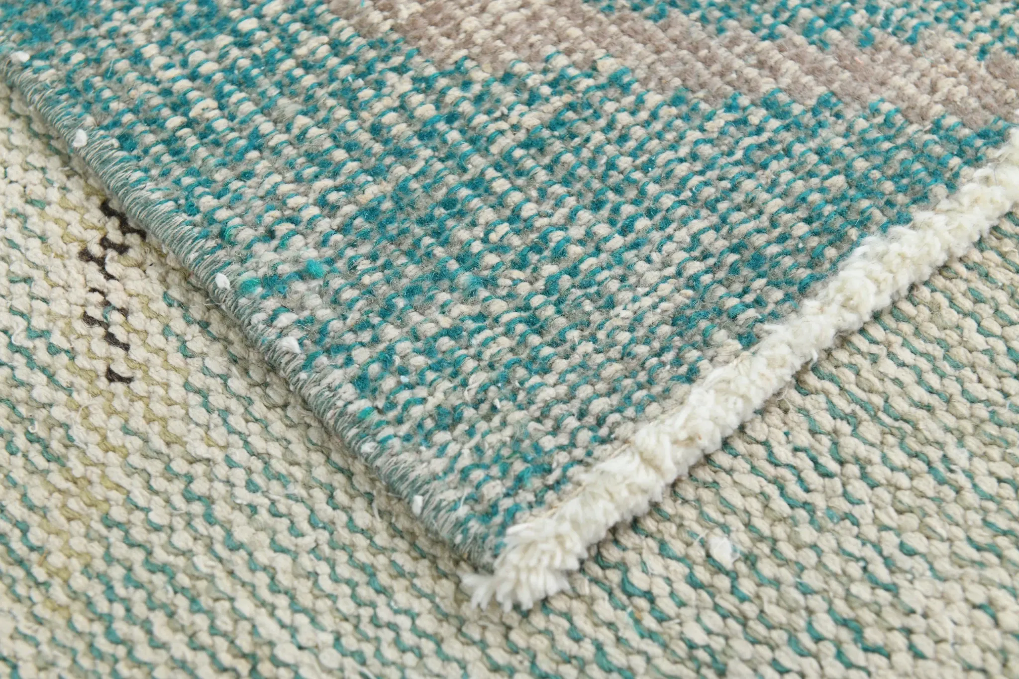 Teal Green Turkish Vintage Rug, Persian Style Living Room Carpet, 222x321Cm