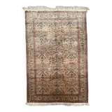 Vintage Turkish Silk Rug, 180x116 cm, Kayseri, Pink Blue Green, Handmade