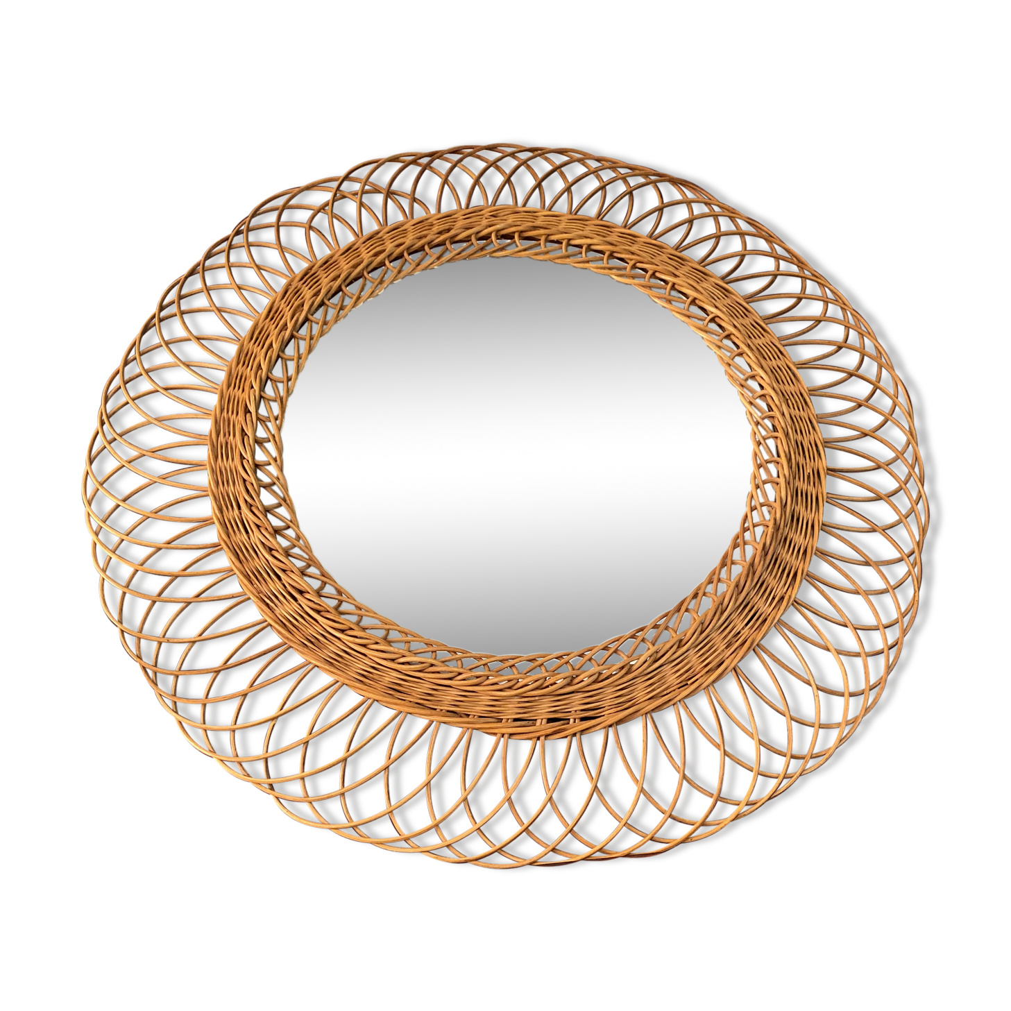 Vintage rattan mirror - 50cm