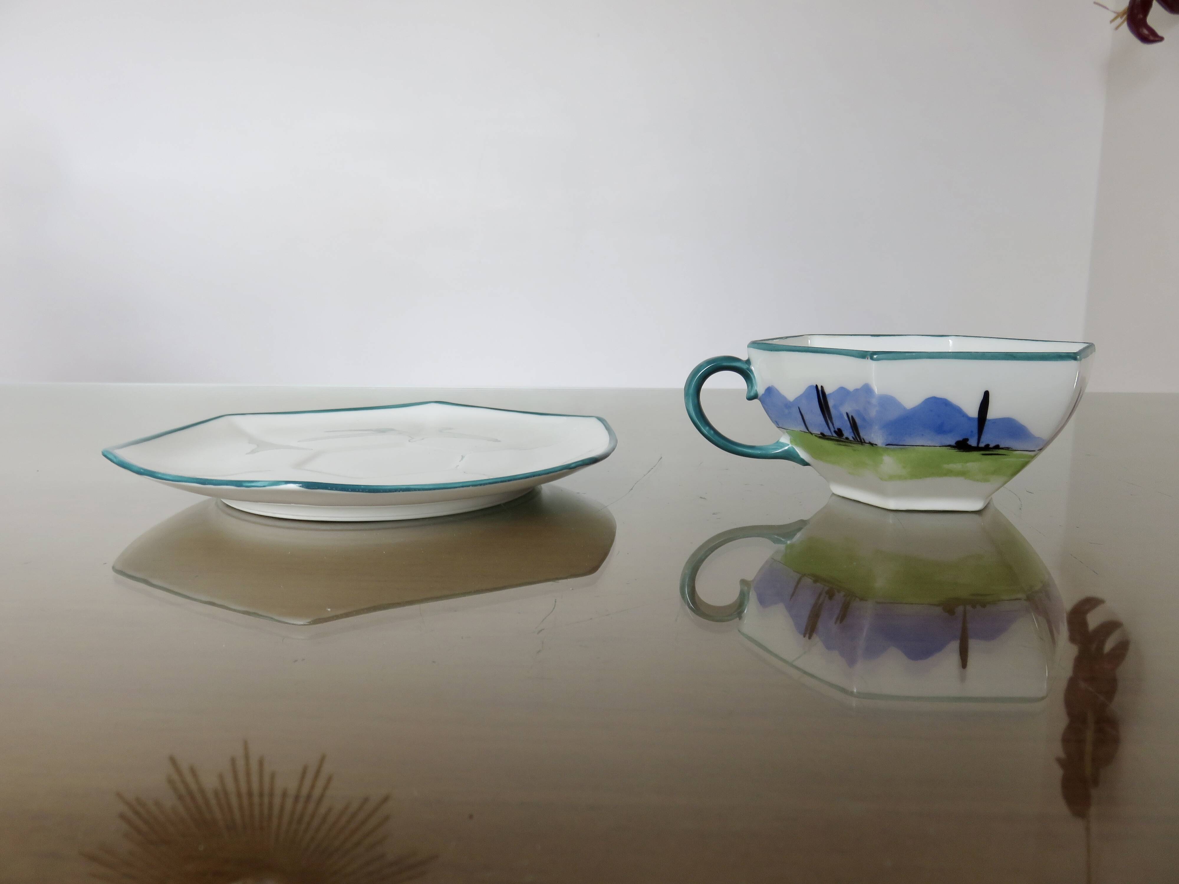 René Gaïtaud Basque coffee service in ceramic from the 1960s.