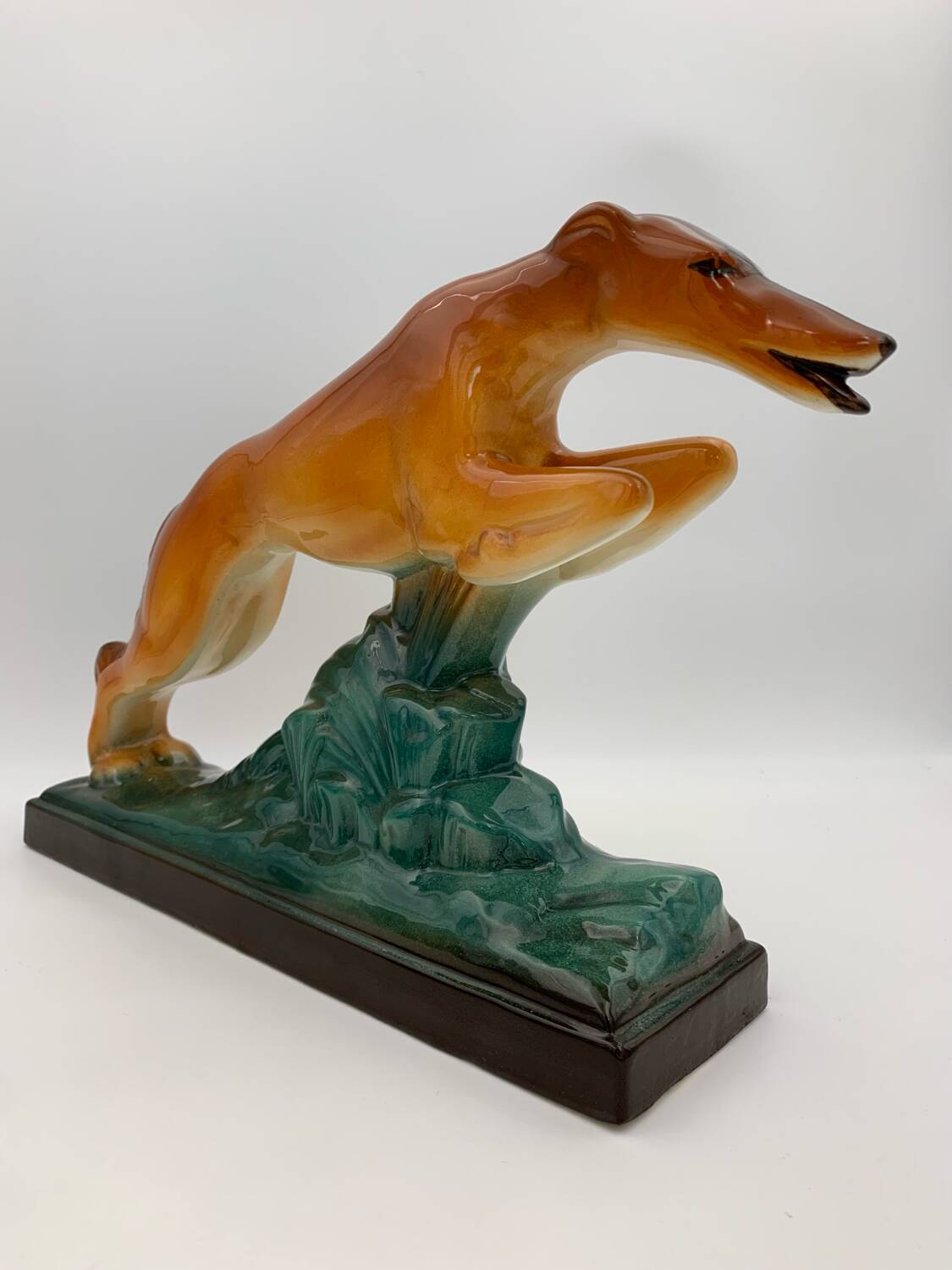 Sainte Radegonde Art Deco earthenware greyhound, 1930s
