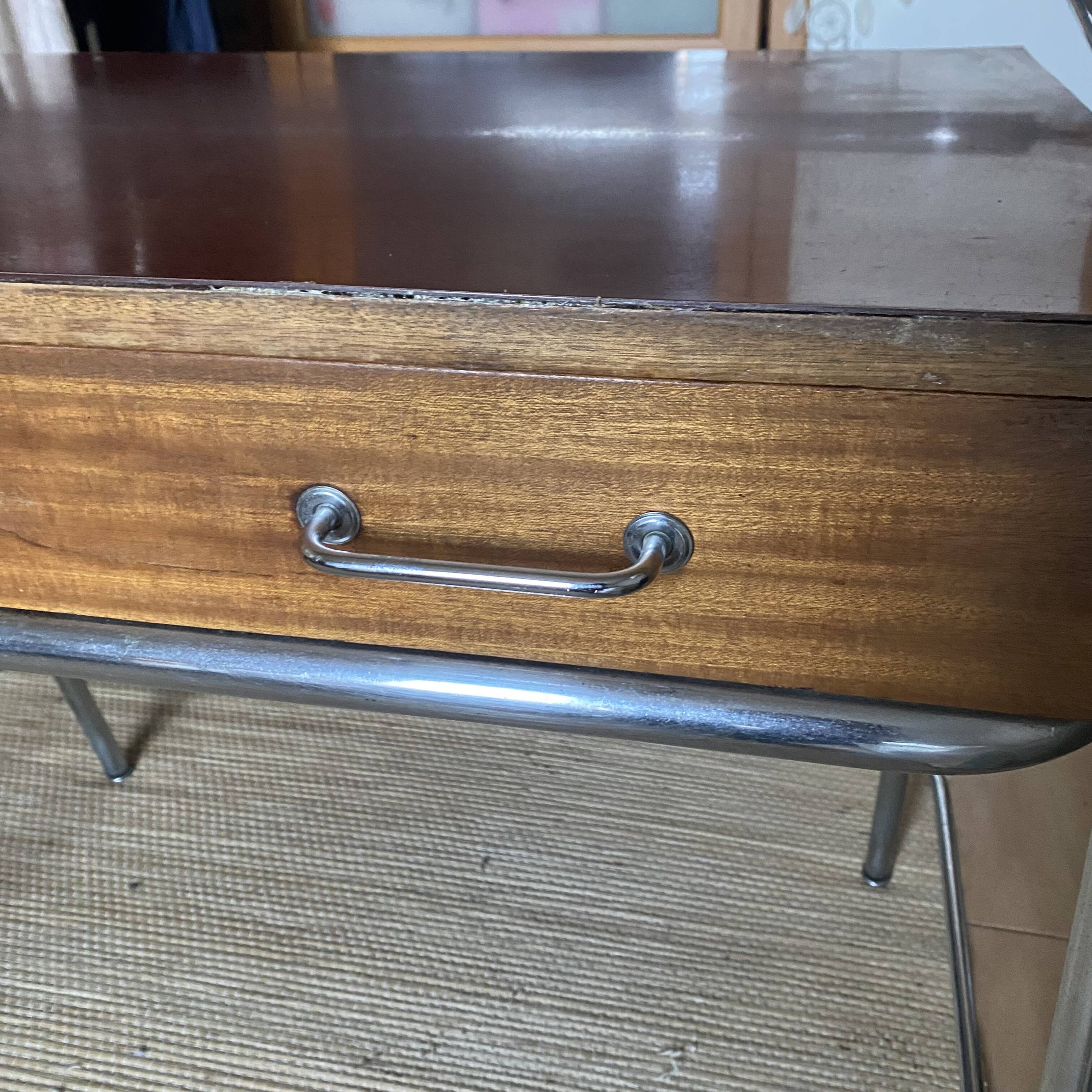 Bureau tubulaire chromé années 50-60
