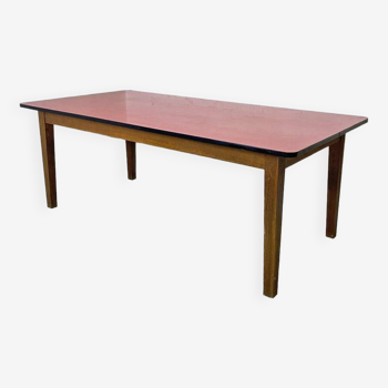 Vintage 60's wooden and red formica refectory table