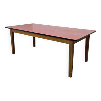 Vintage 60's wooden and red formica refectory table