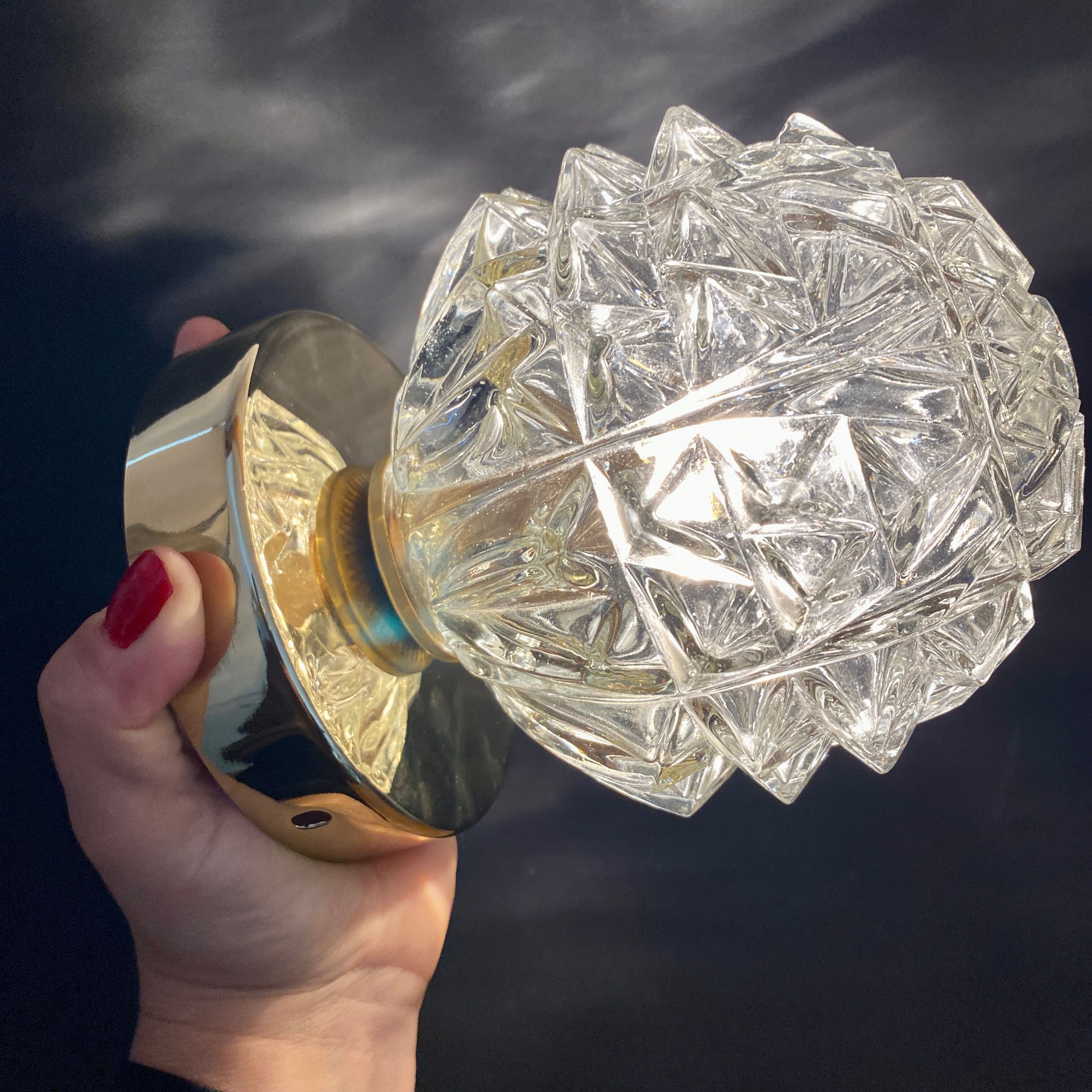 Vintage globe wall lamp, ceiling lamp in molded glass
