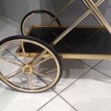 Vintage brass rolling side table, SGDG 1976