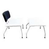 Armchair and footstool in curly wool