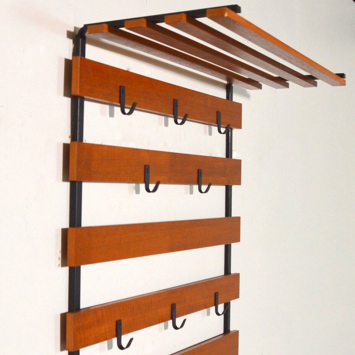 Scandinavian entrance locker Teak and metal 1960s