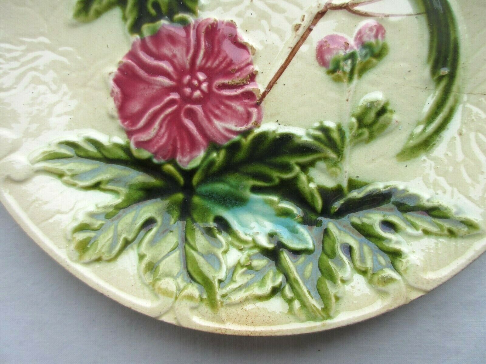Salins art deco white dabbling plate pink parakeet and lavaters