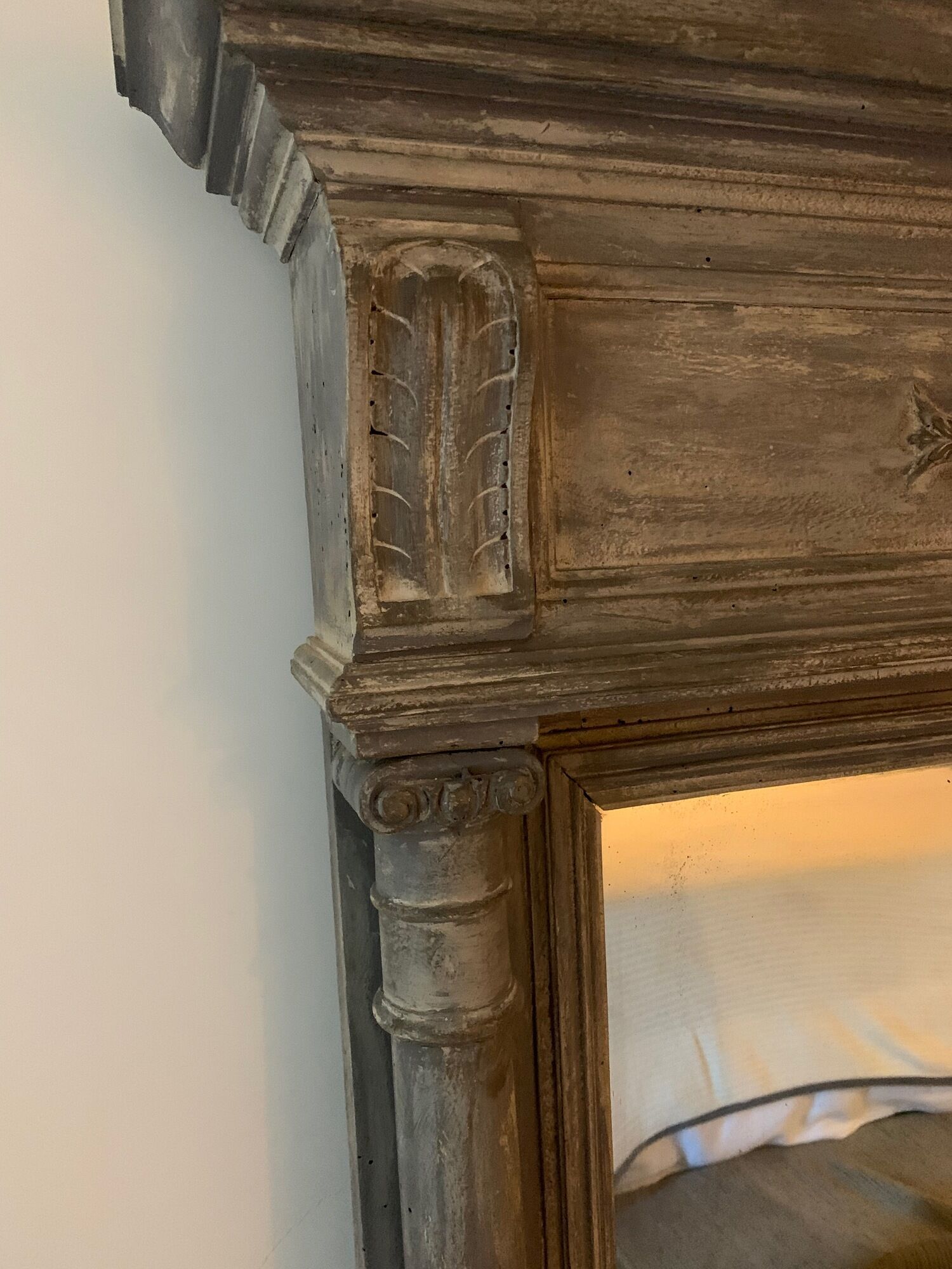 Trumeau ancien fin XIXè, grey wood, Shabby chic style 109x142cm