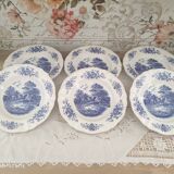 Set of 6 Sarreguemines soup plates Romantic blue model