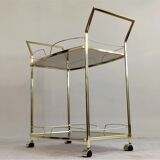 Serves golden trolley bar with wheels, in golden brass of the 80'S