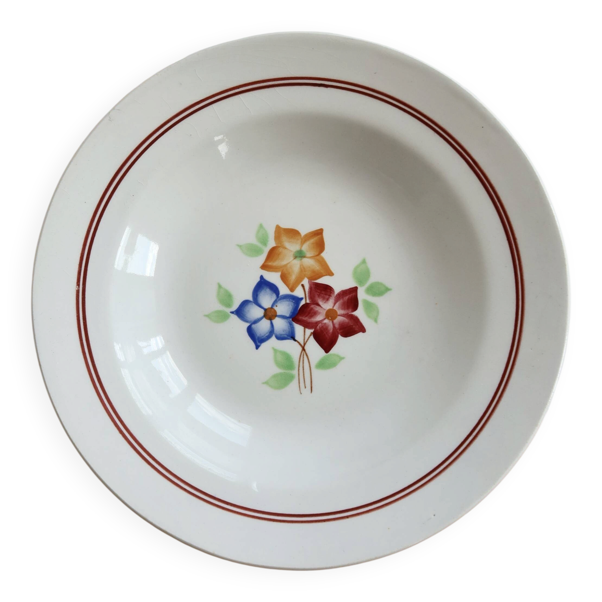 Assiette creuse vintage Moulin des Loups - Modèle La Ruche – Décor floral
