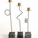 Set of 3 candlesticks | IKEA “Kräsen” from the 1980s | Steel, Brass, Granite