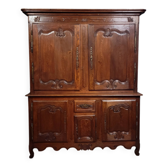 Important two-part Louis XV period solid oak buffet