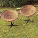 Paire de fauteuils pivotants en bambou et métal, années 1960