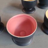 Set of 6 black and colored ceramic egg cups