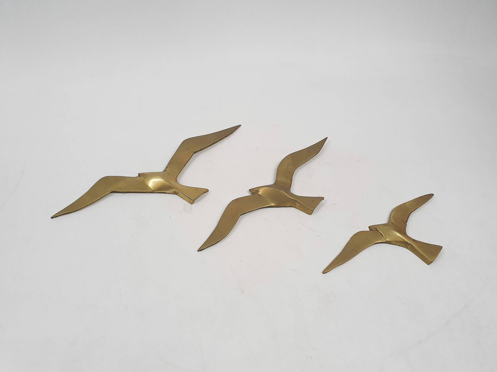 Set of three brass wall objects - birds, The Netherlands, 1960's