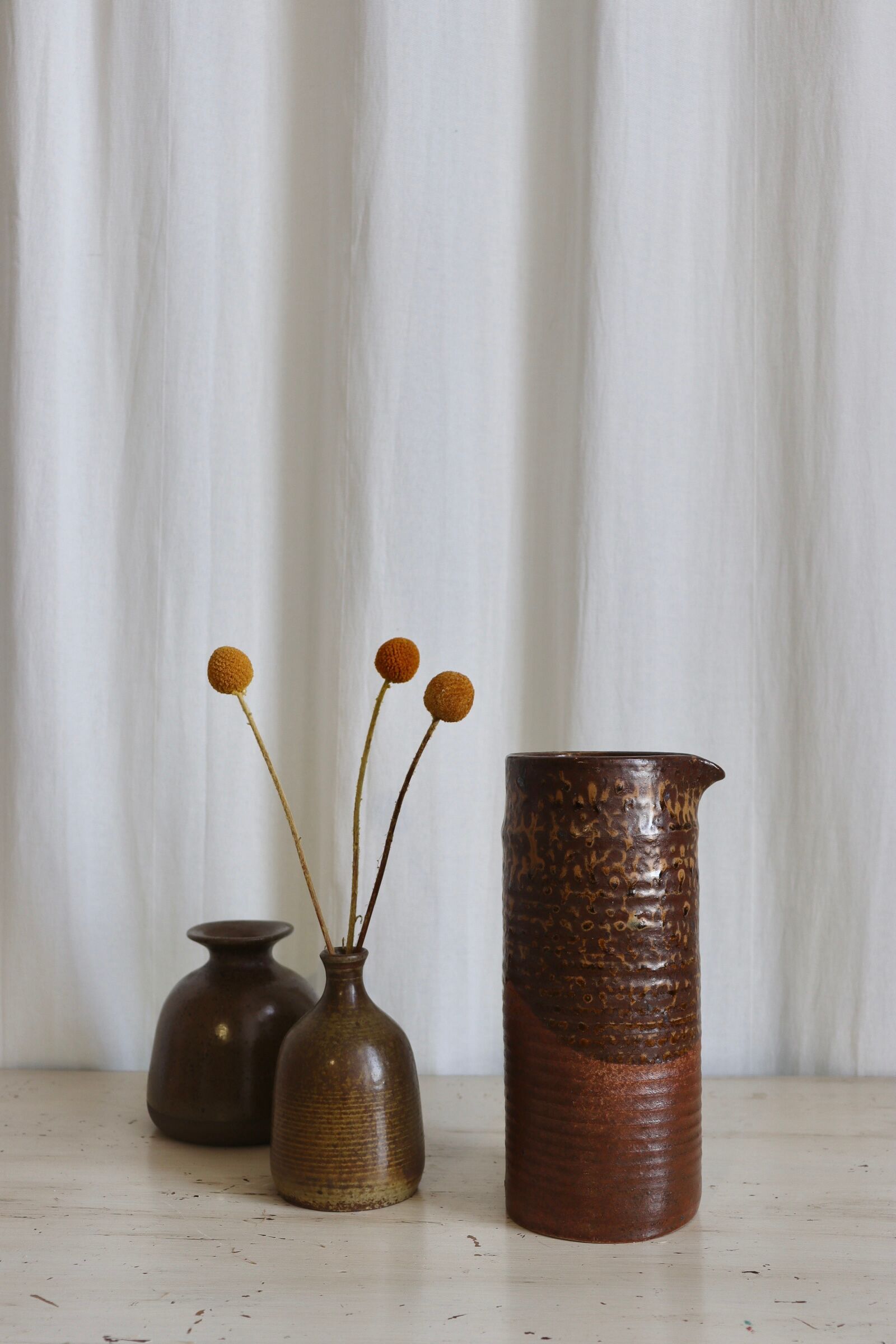 Textured stoneware decanter