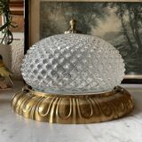 Vintage glass and brass ceiling lamp