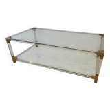 Table basse en plexiglas, laiton et verre, 1970