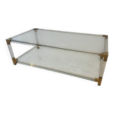 Plexiglass and brass coffee table, 1970s