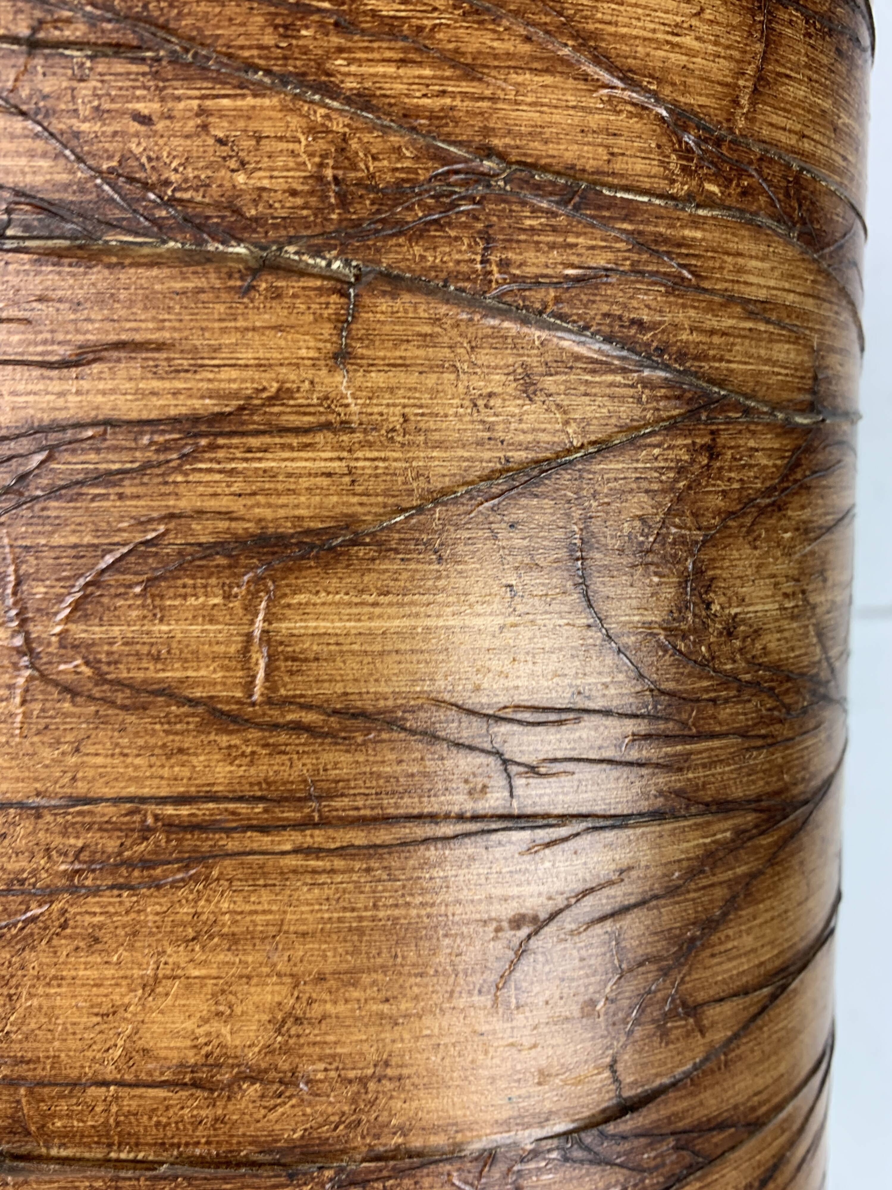 Midcentury Italian sculptural large table lamp with wood veneer shade