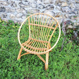 Old armchair & table for children in rattan