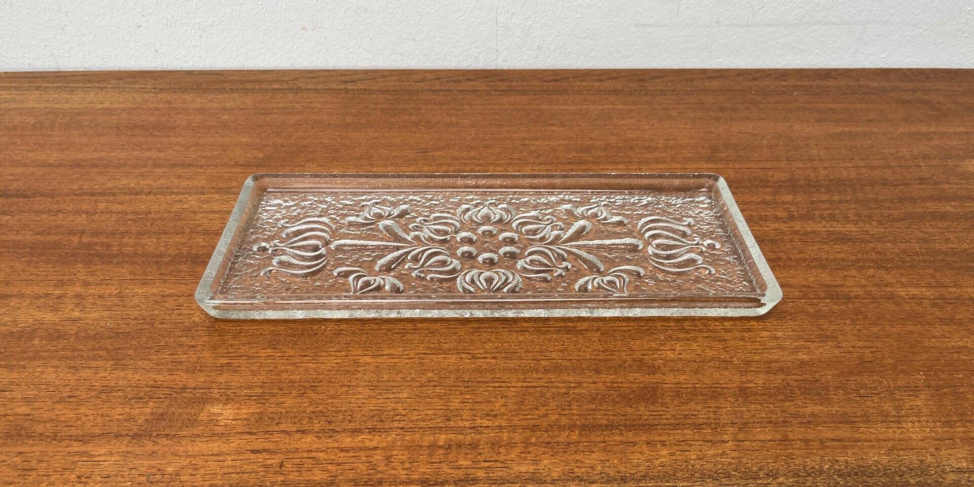 Vintage German floral glass cake plate by Walther Glas, 1970s.