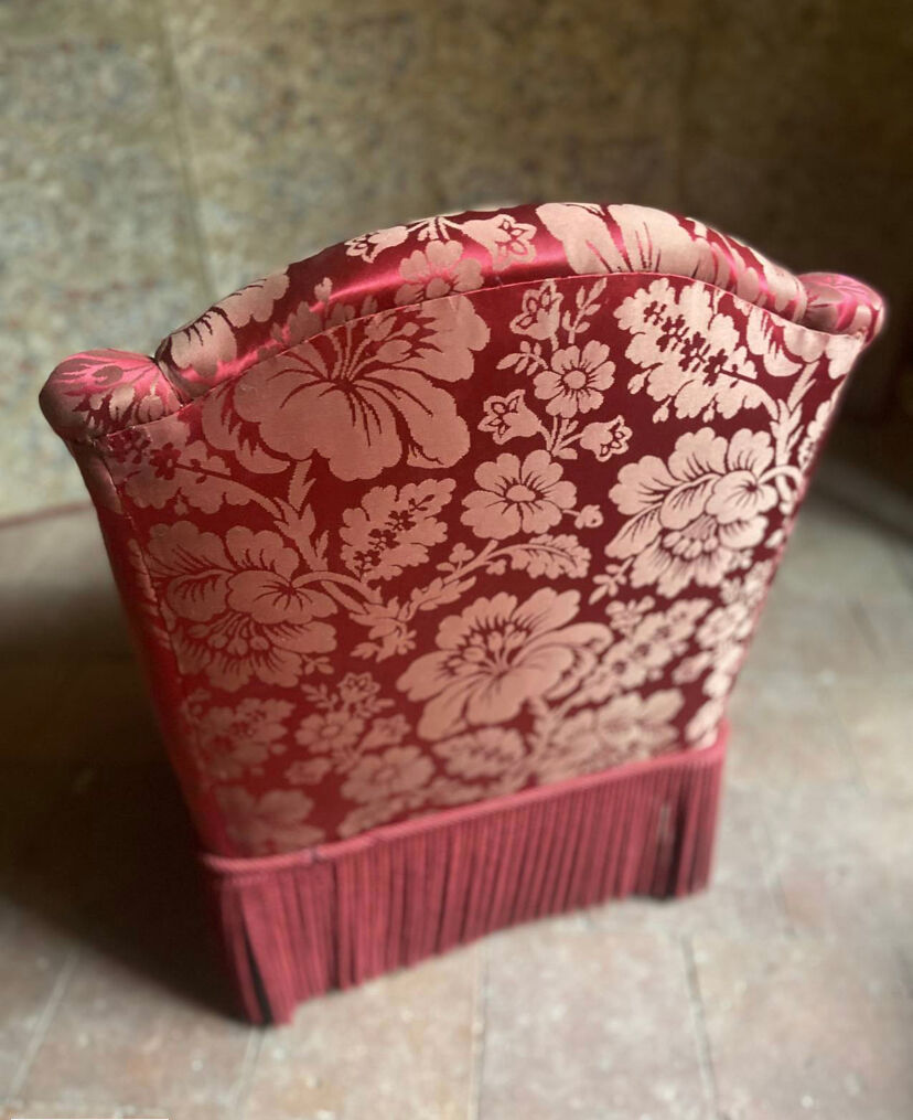 Armchair Napoleon III red satin