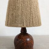 Vintage varnished stoneware lamp and jute rope