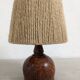 Vintage varnished stoneware lamp and jute rope