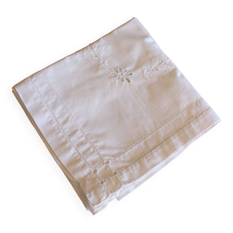 Square white tablecloth with English embroidery