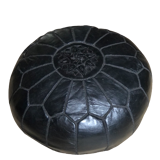 Moroccan pouf black leather