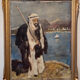 Old painting, portrait of an orientalist, signed and dated 1939.