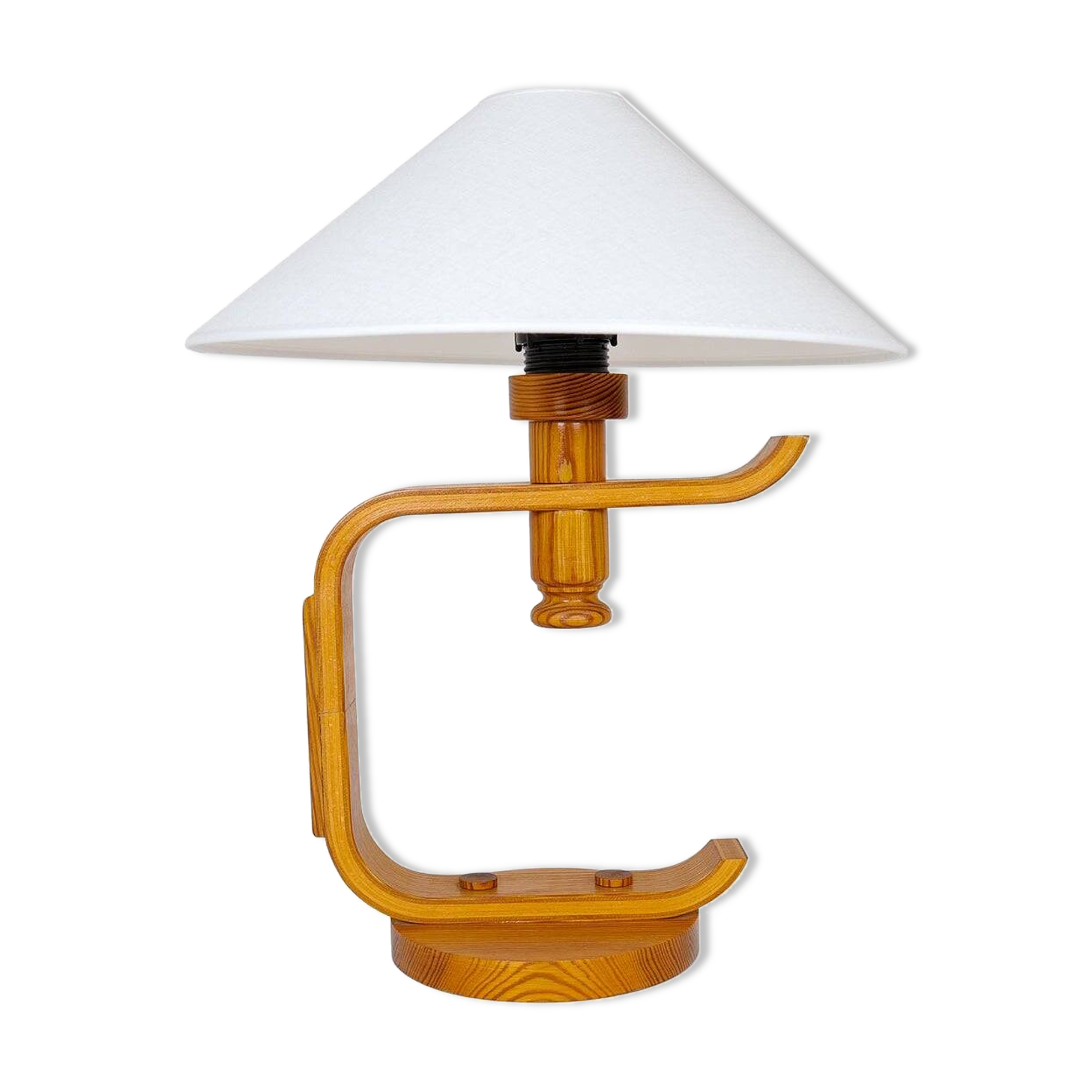 Mid-century modern sculptural table lamp in pine, 1970s.