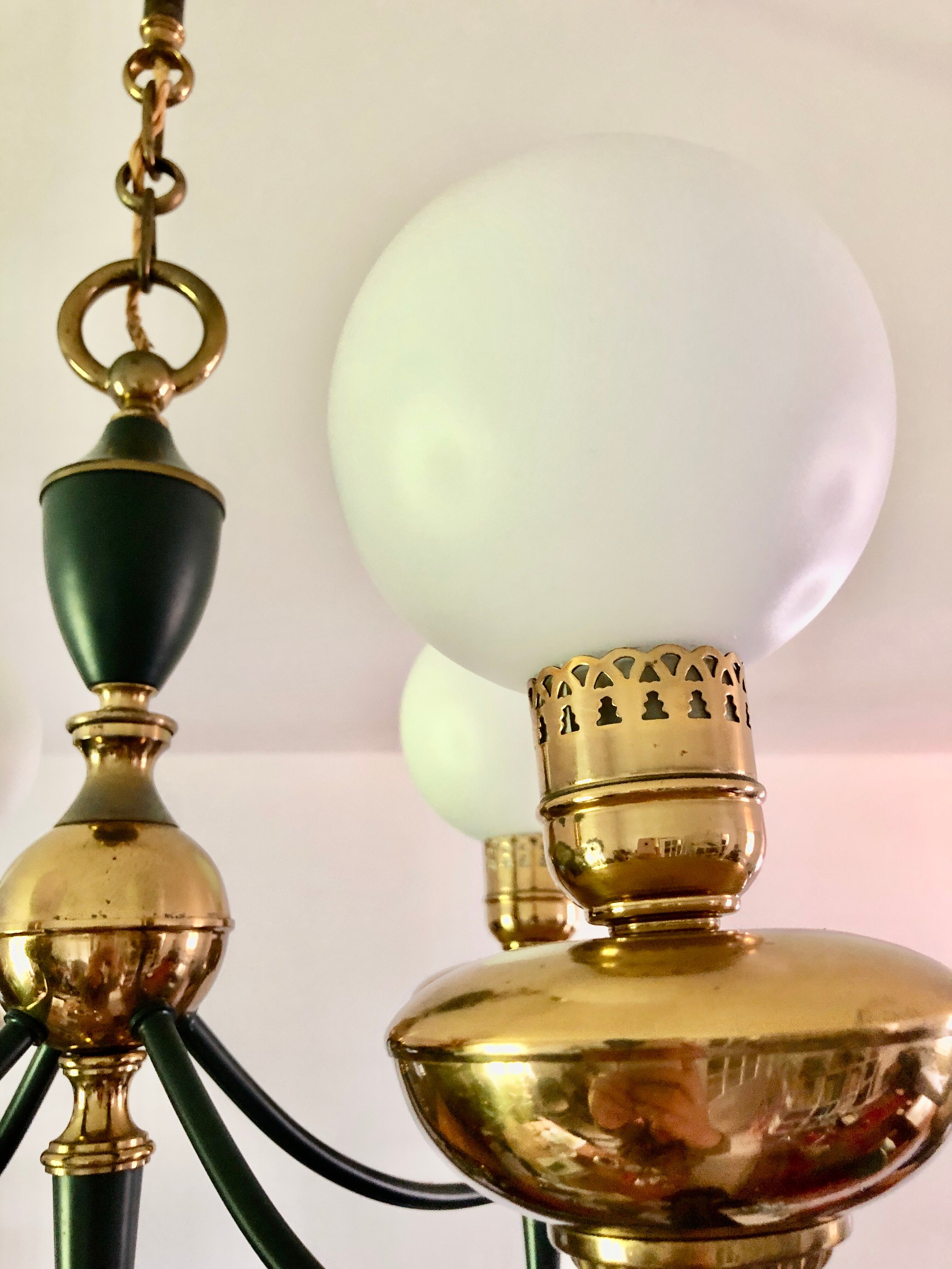 Green and gold directoire chandelier