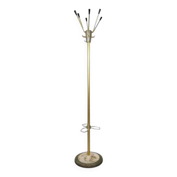Portemanteau années 50 en laiton, métal et fonte
