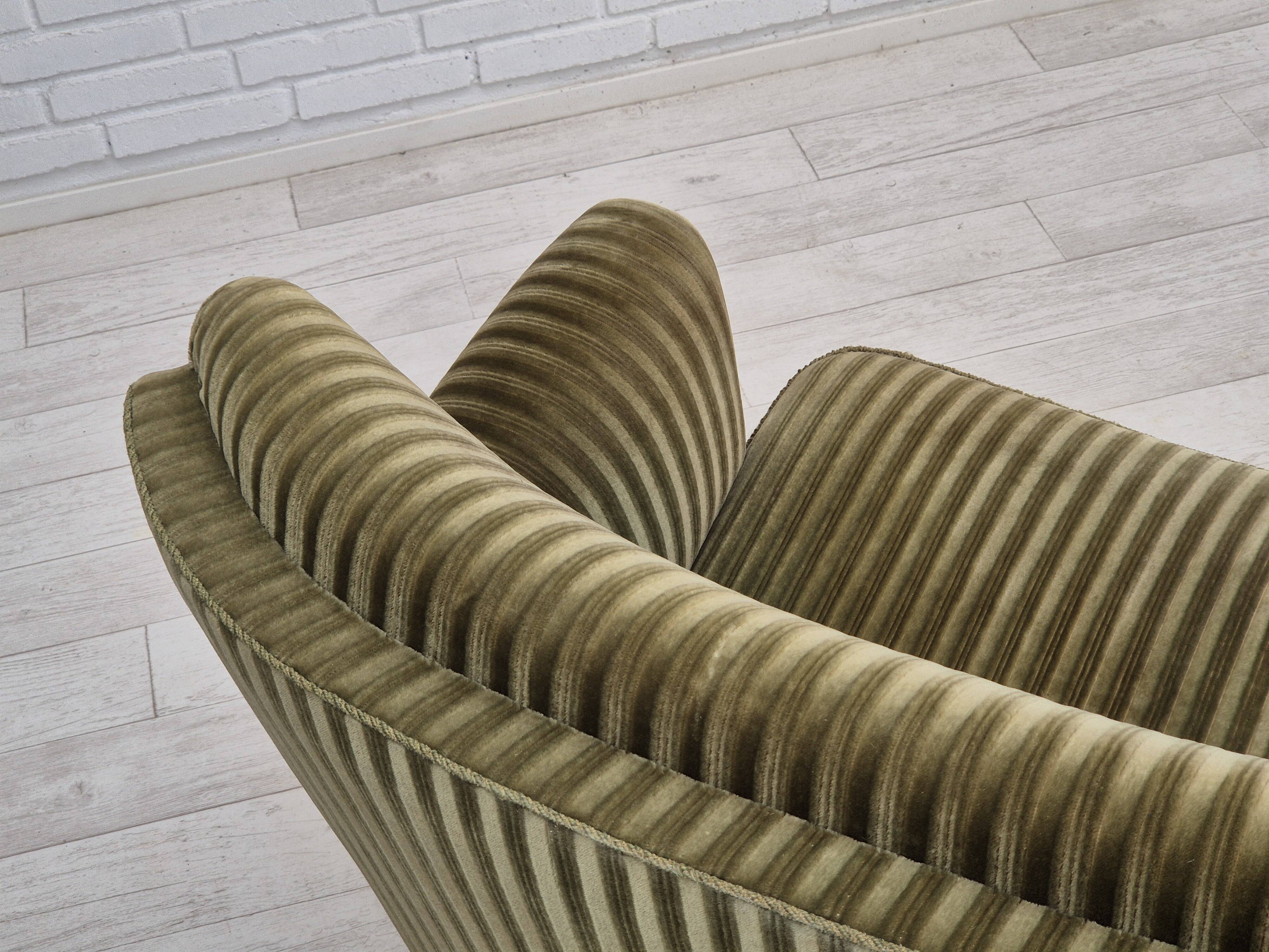 1960s, Danish 3-seater "Banan" sofa, original green velour.